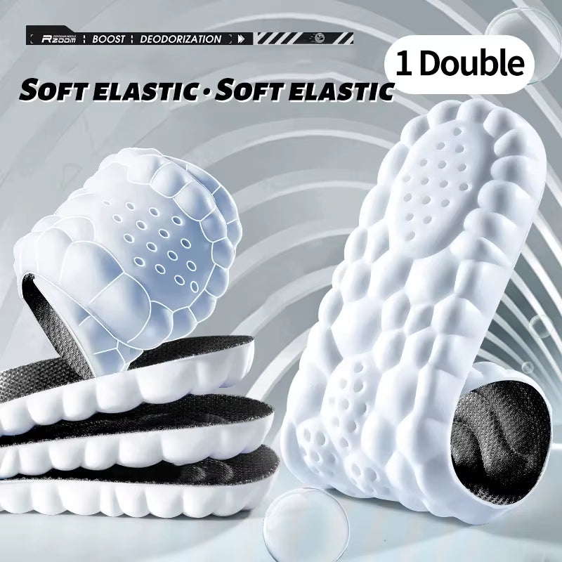 4D Cloud Technology Sports Insoles for Shoes PU Sole Soft Breathable Shock Absorption Cushion Running Orthopedic Care Insoles