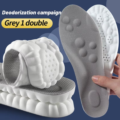 4D Cloud Technology Sports Insoles for Shoes PU Sole Soft Breathable Shock Absorption Cushion Running Orthopedic Care Insoles