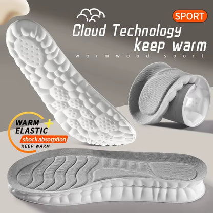 4D Cloud Technology Sports Insoles for Shoes PU Sole Soft Breathable Shock Absorption Cushion Running Orthopedic Care Insoles