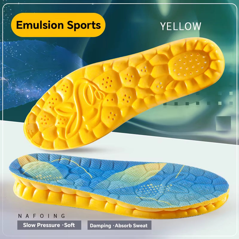 4D Cloud Technology Sports Insoles for Shoes PU Sole Soft Breathable Shock Absorption Cushion Running Orthopedic Care Insoles